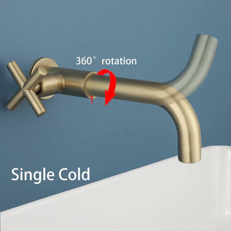 Waterfall Wall Faucet - Modern Stainless Basin Mixer