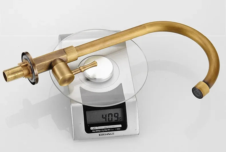 Swan-Neck Antique Brass Kitchen Faucet