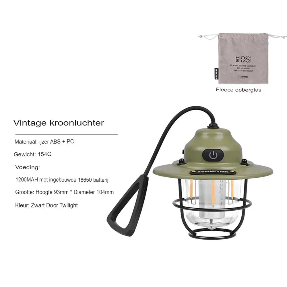 NostalgiaGlow - Retro Rechargeable LED Camping Lantern