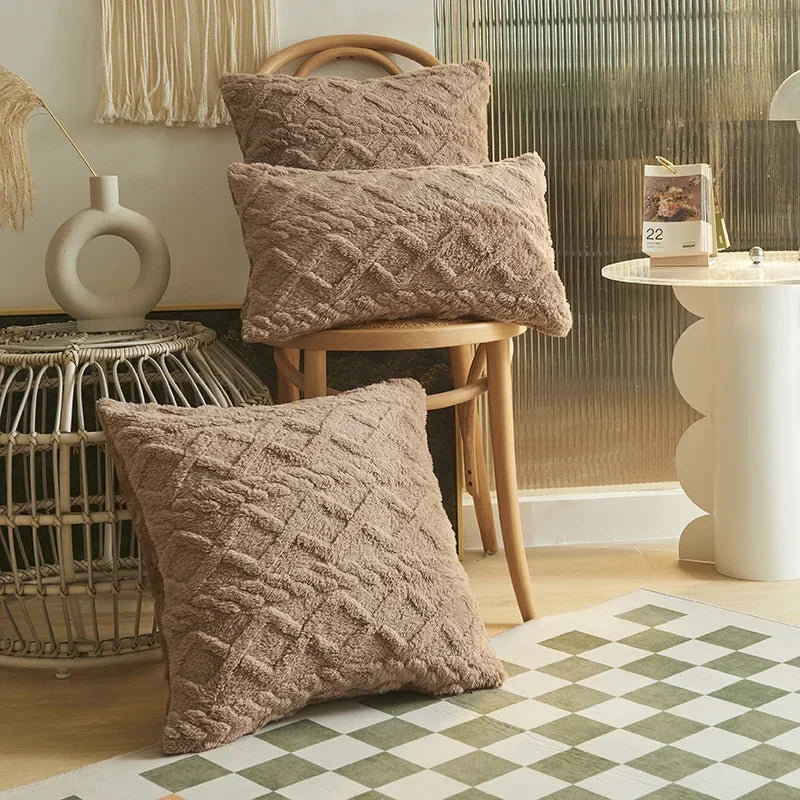 SilkAura Cushion Cover - Geometric Jacquard
