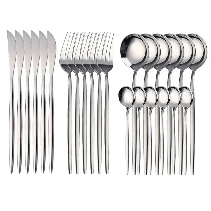 Gold Cutlery Set - 24-Piece Festive Dining