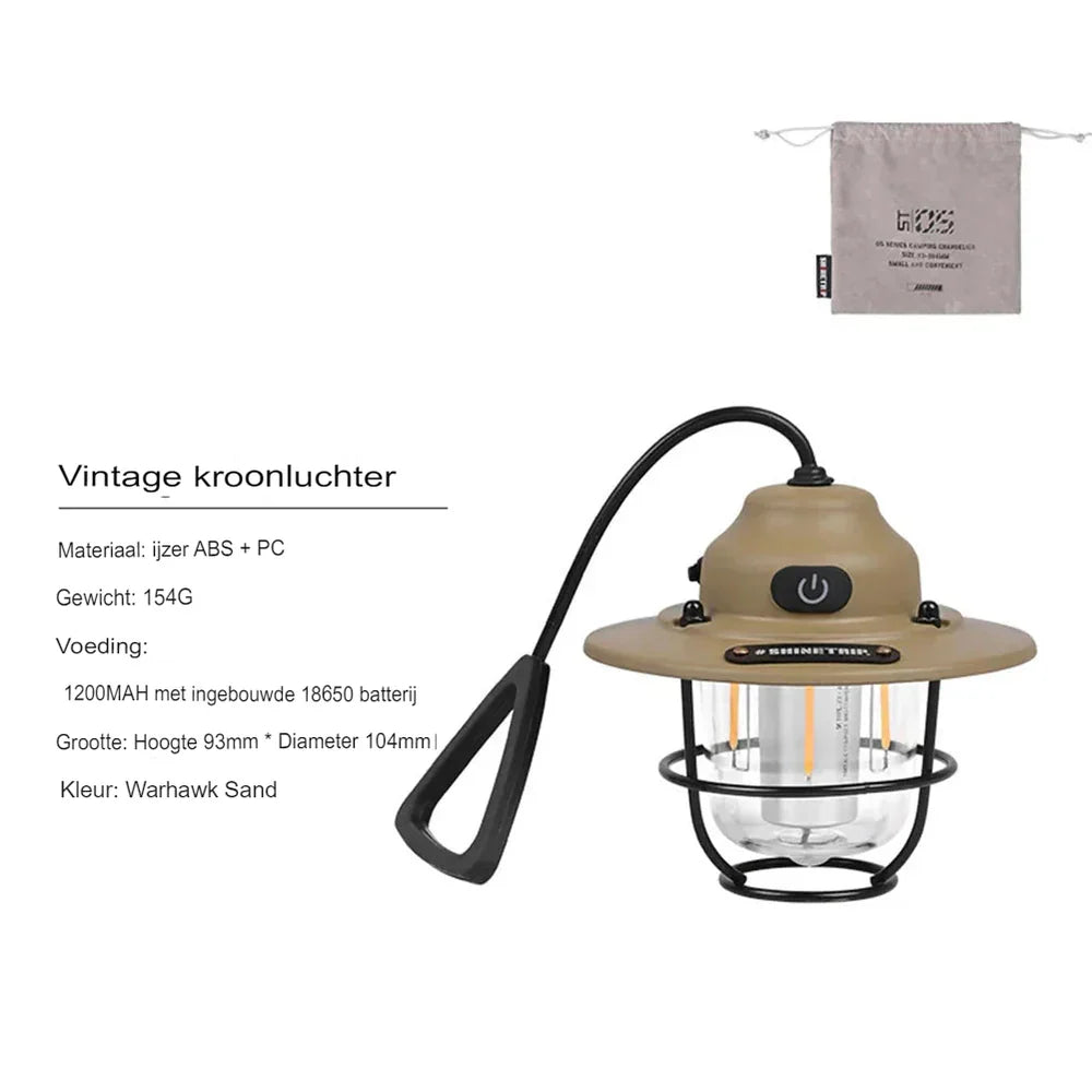 NostalgiaGlow - Retro Rechargeable LED Camping Lantern