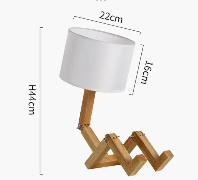Wooden Robot Table Lamp - Playful Kids' Room Light