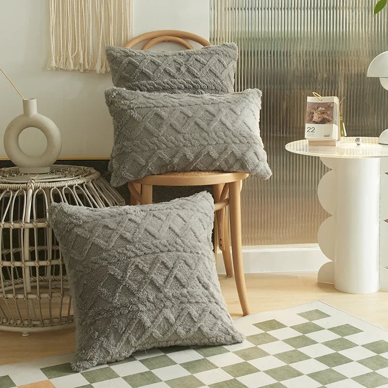SilkAura Cushion Cover - Geometric Jacquard