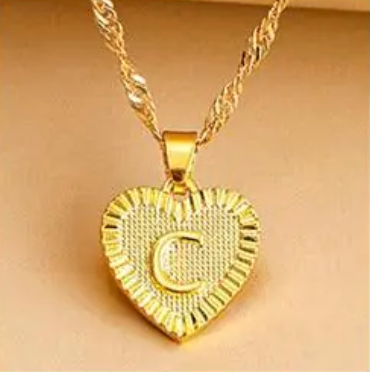 Amara - Gold Heart Initial Necklace for Women
