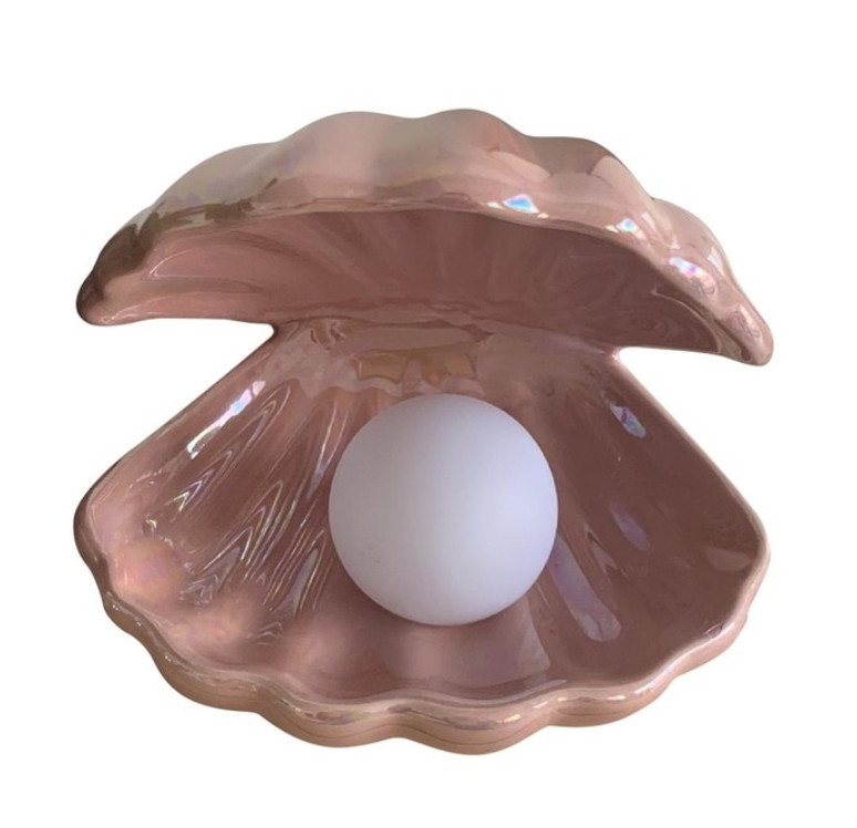 ShellGlow Lamp - Elegant Ceramic Shell Light with Pearl Glow