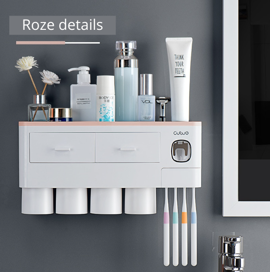 SmartCare Essentials - Wall-Mounted Bathroom Organizer with Toothpaste Dispenser