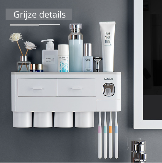 SmartCare Essentials - Wall-Mounted Bathroom Organizer with Toothpaste Dispenser