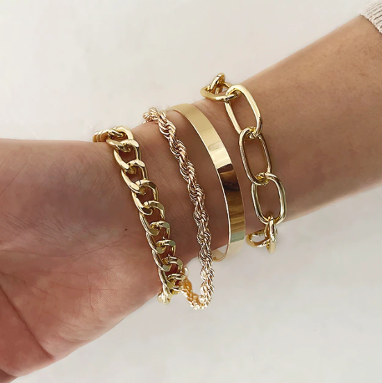 Arm Candy - 4-Piece Stainless Steel Bracelet Set for Women
