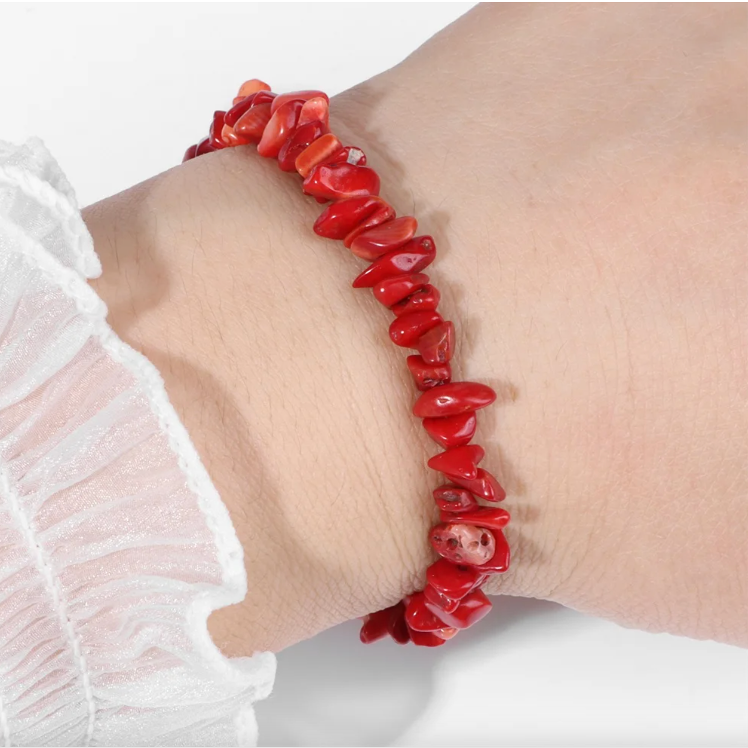 Red Coral - Beaded Bracelet for Women