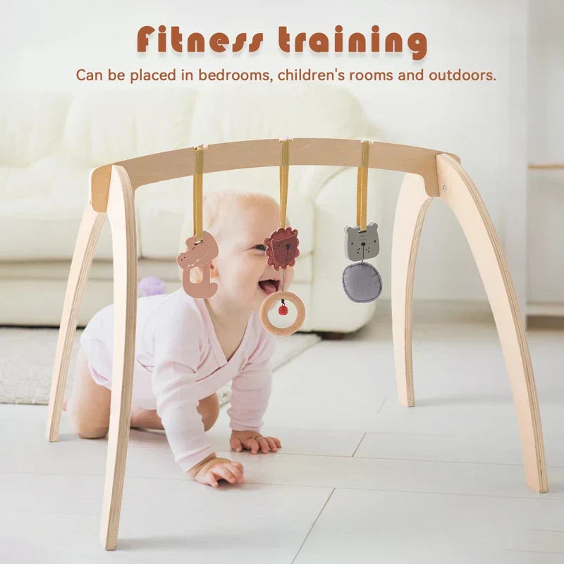 Montessori RattleFrame - Wooden Baby Play Gym with Hanging Toys
