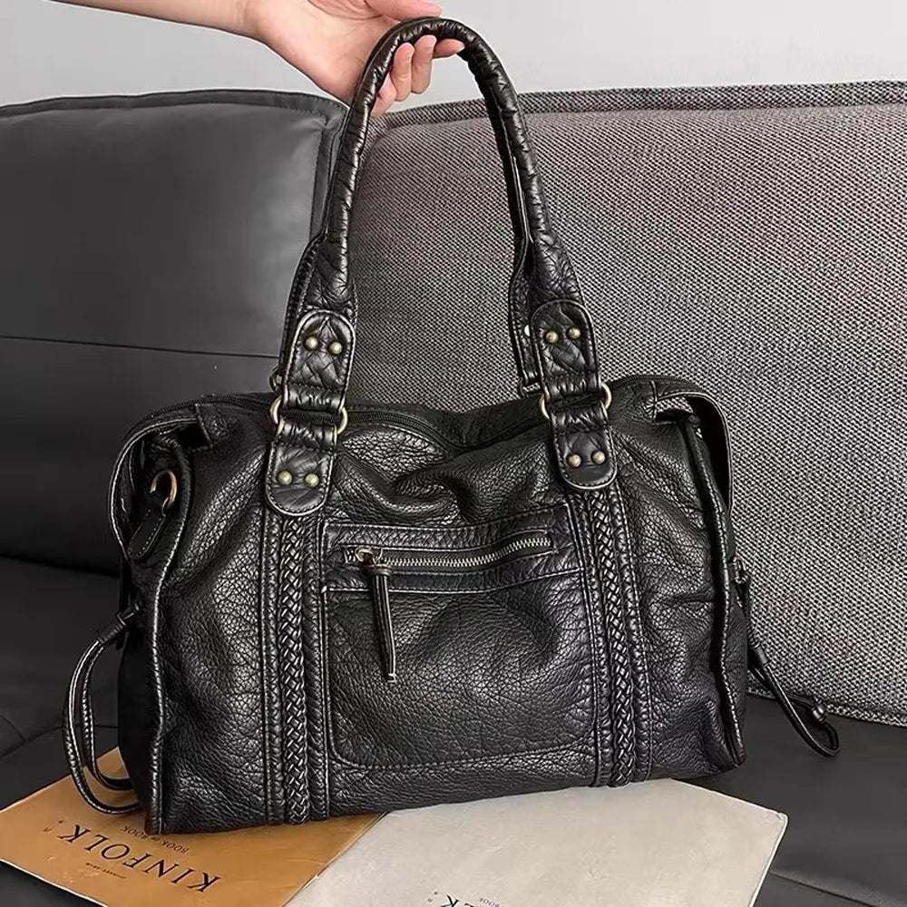 NoirClass - Black Leather Handbag for Women