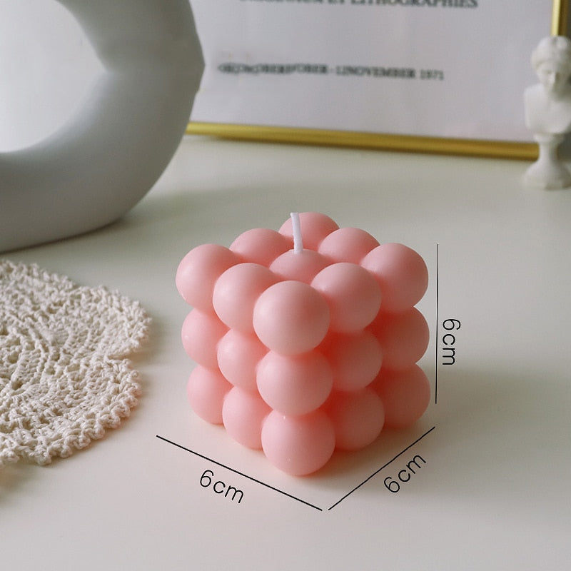 BubbleGlow Candle - Modern Soy Wax Cube Candle for Cozy Home Decor