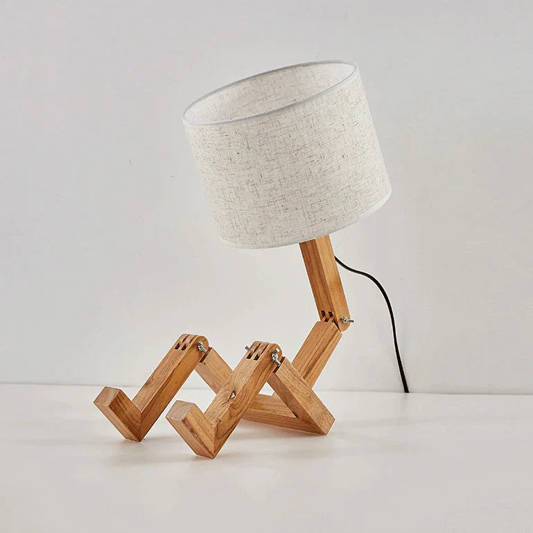 Wooden Robot Table Lamp - Playful Kids' Room Light