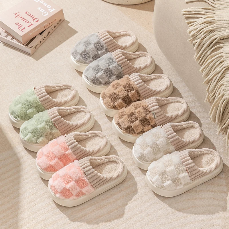 Dreamy Feet Cotton Slippers - Cosy Plaid Comfort
