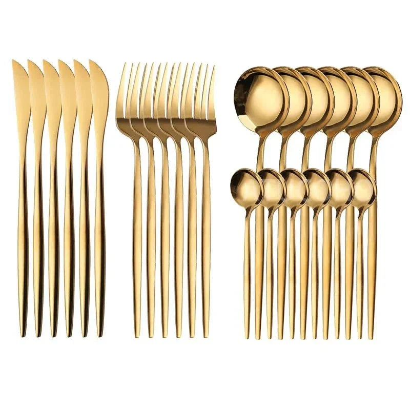 Gold Cutlery Set - 24-Piece Festive Dining