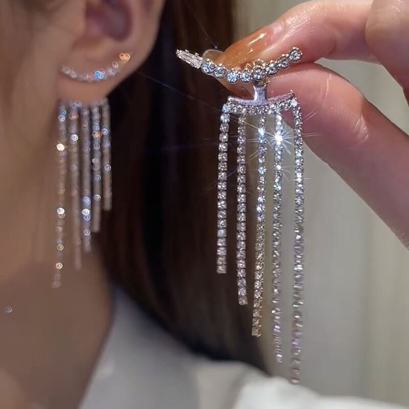 Chic Crystal - Tassel Statement Earrings for Women