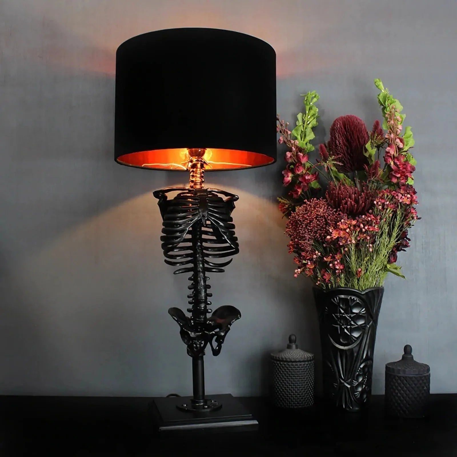 Gothic Skeleton Table Lamp - Handmade Decor Light