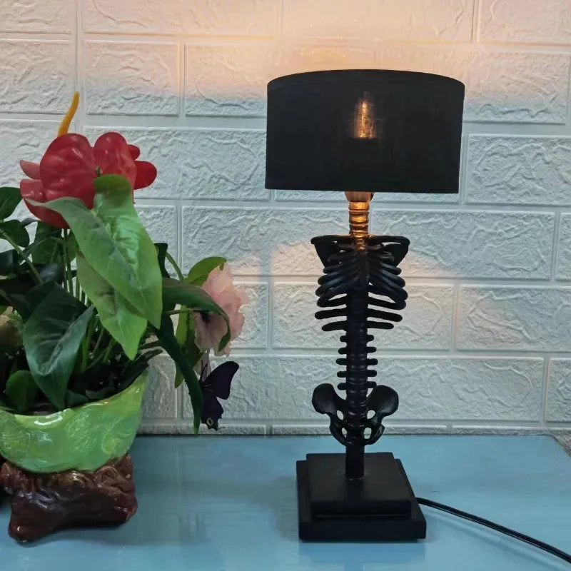 Gothic Skeleton Table Lamp - Handmade Decor Light