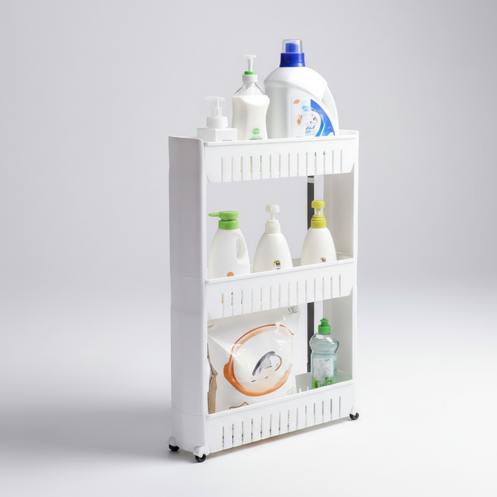 SlimGlide | Plastic Storage Organizer with Wheels for Easy Mobility | Space-Saving Cart for Tight Spaces 1