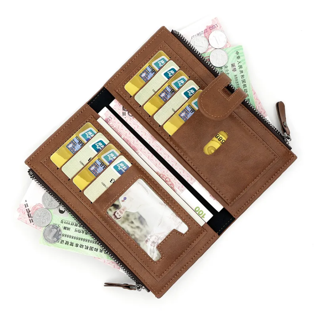 ElegantLeather - Long Leather Wallet for Women