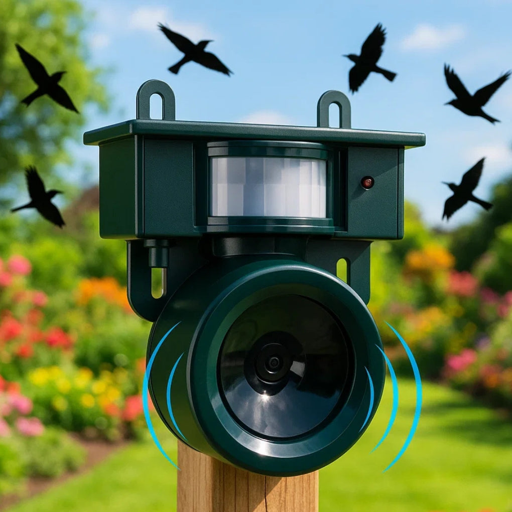 Solar Bird Repellent | Bird Deterrent Device with Realistic Sound | Effective Protection for Gardens and Balconies 0