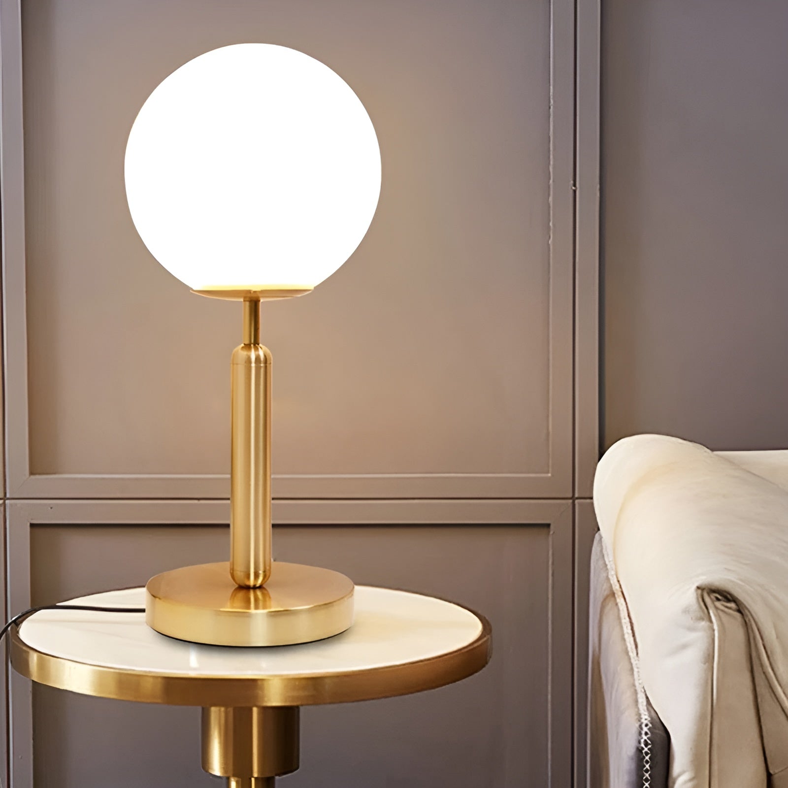 SphereShine Glass & Brass Lamp - Modern LED