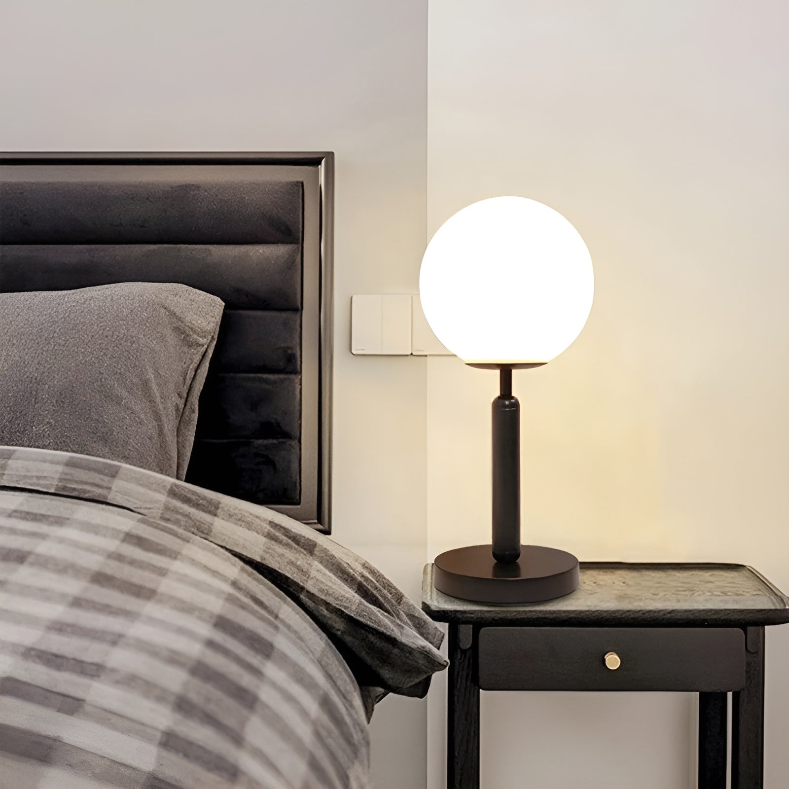 SphereShine Glass & Brass Lamp - Modern LED