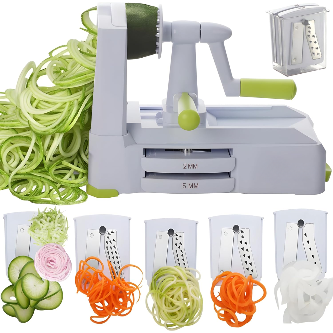 SpiralSlice | 5-Piece Vegetable Cutter with Interchangeable Blades | Durable Tool for Effortless Meal Prep 0