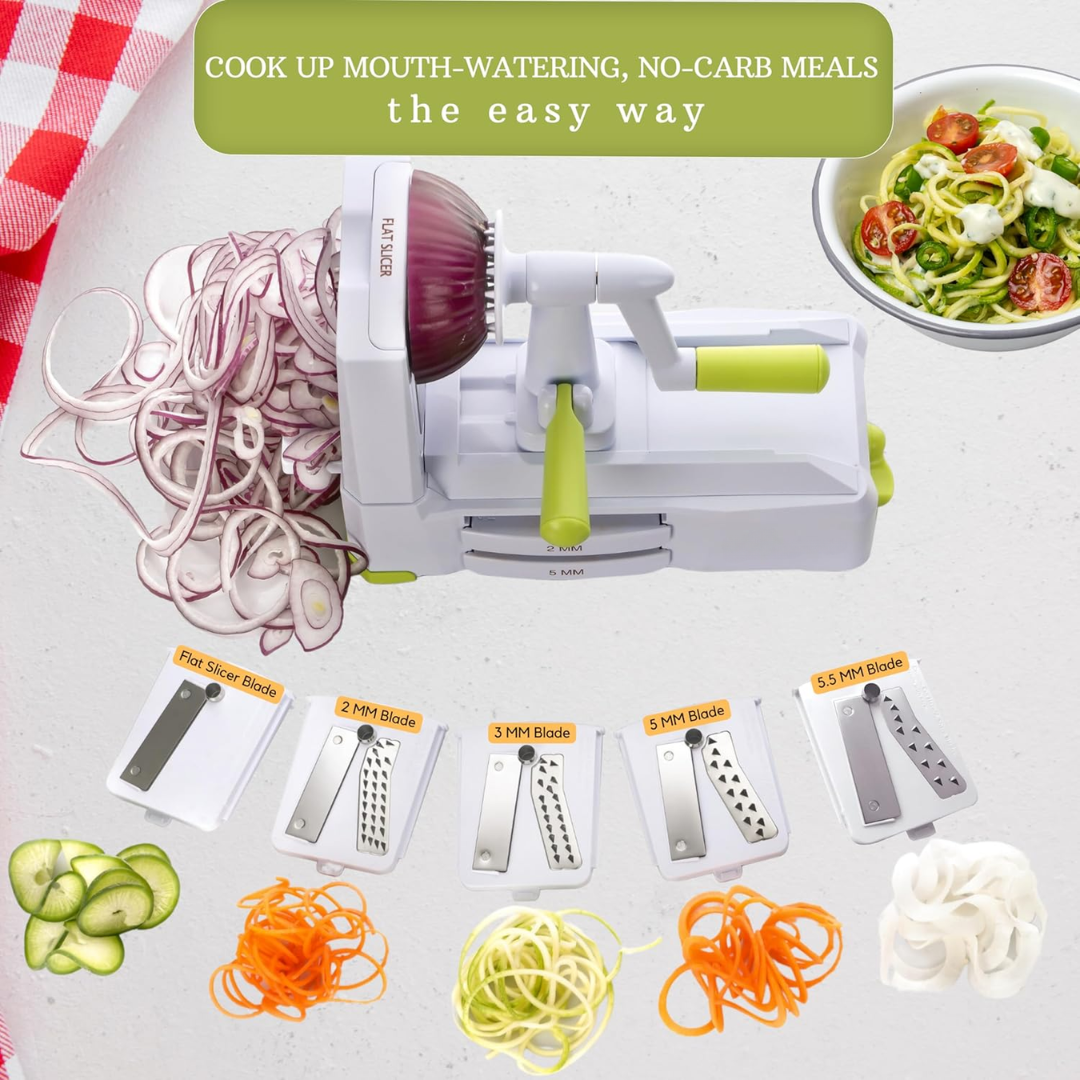 SpiralSlice | 5-Piece Vegetable Cutter with Interchangeable Blades | Durable Tool for Effortless Meal Prep 3