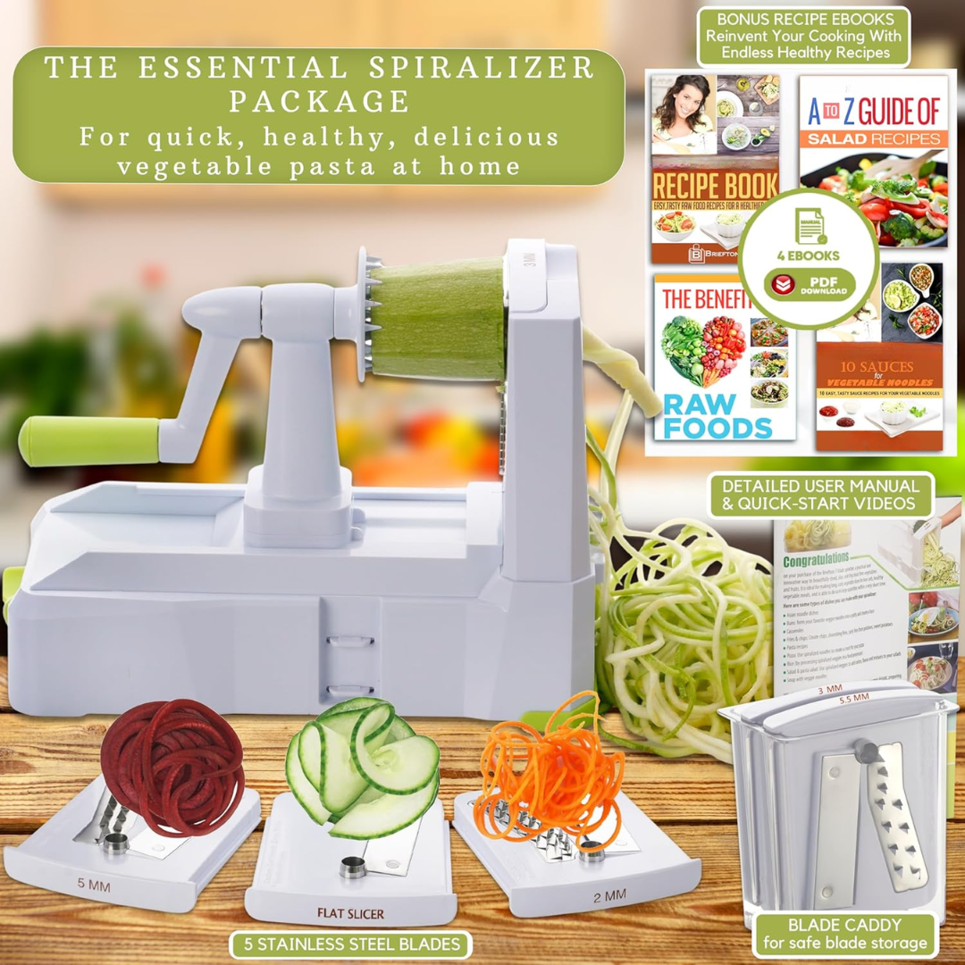 SpiralSlice | 5-Piece Vegetable Cutter with Interchangeable Blades | Durable Tool for Effortless Meal Prep 6