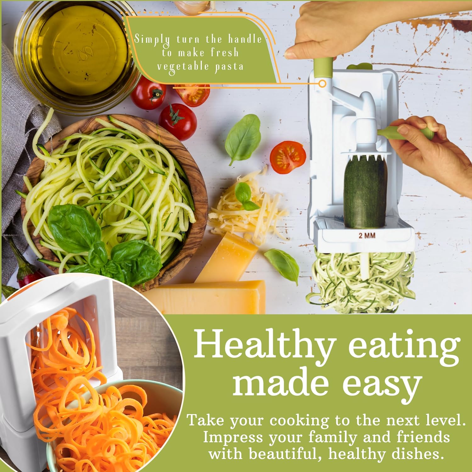 SpiralSlice | 5-Piece Vegetable Cutter with Interchangeable Blades | Durable Tool for Effortless Meal Prep 7