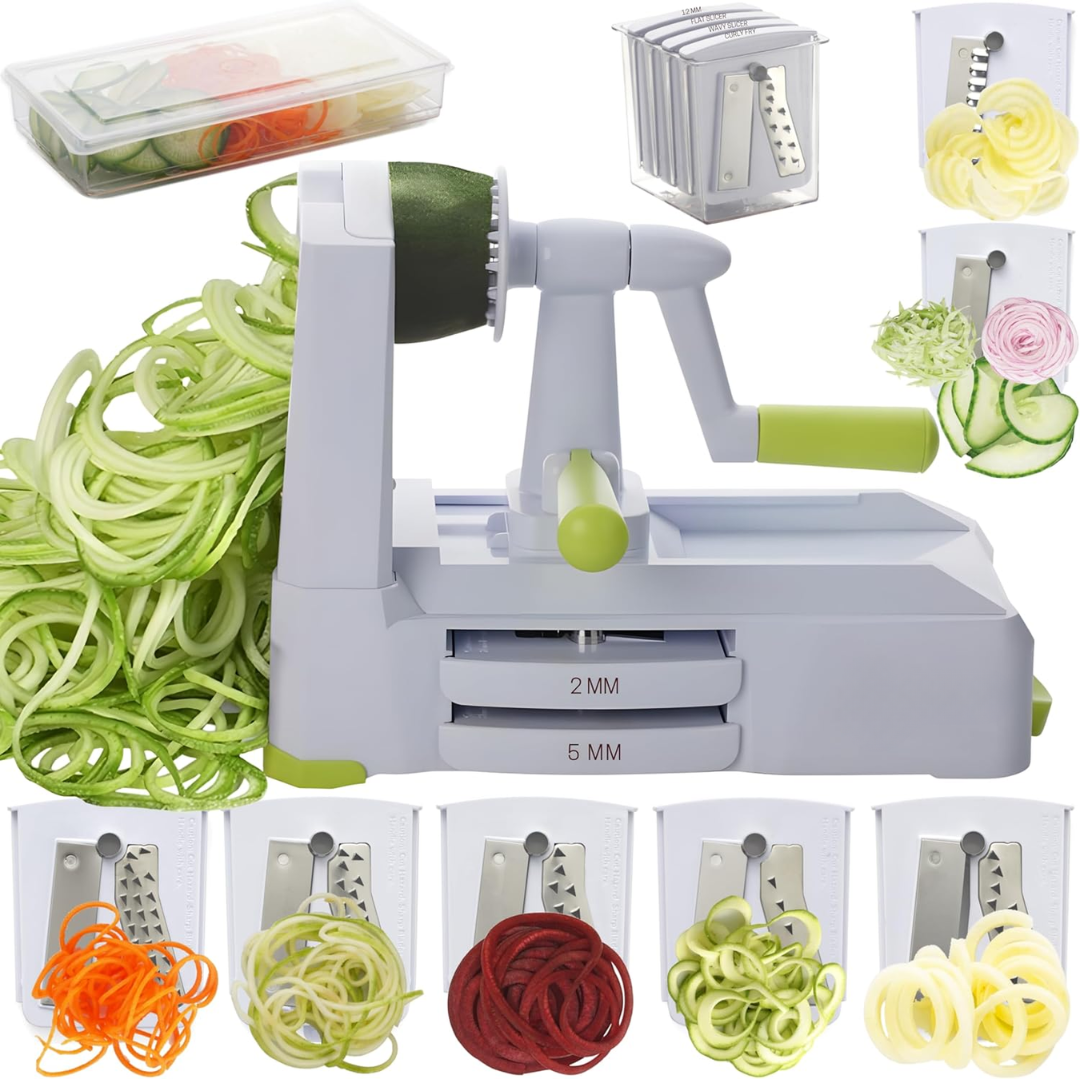 SpiralSlice | 5-Piece Vegetable Cutter with Interchangeable Blades | Durable Tool for Effortless Meal Prep 8