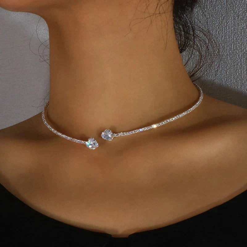 Sparkling Choker Necklace with Radiant Zirconia Stones