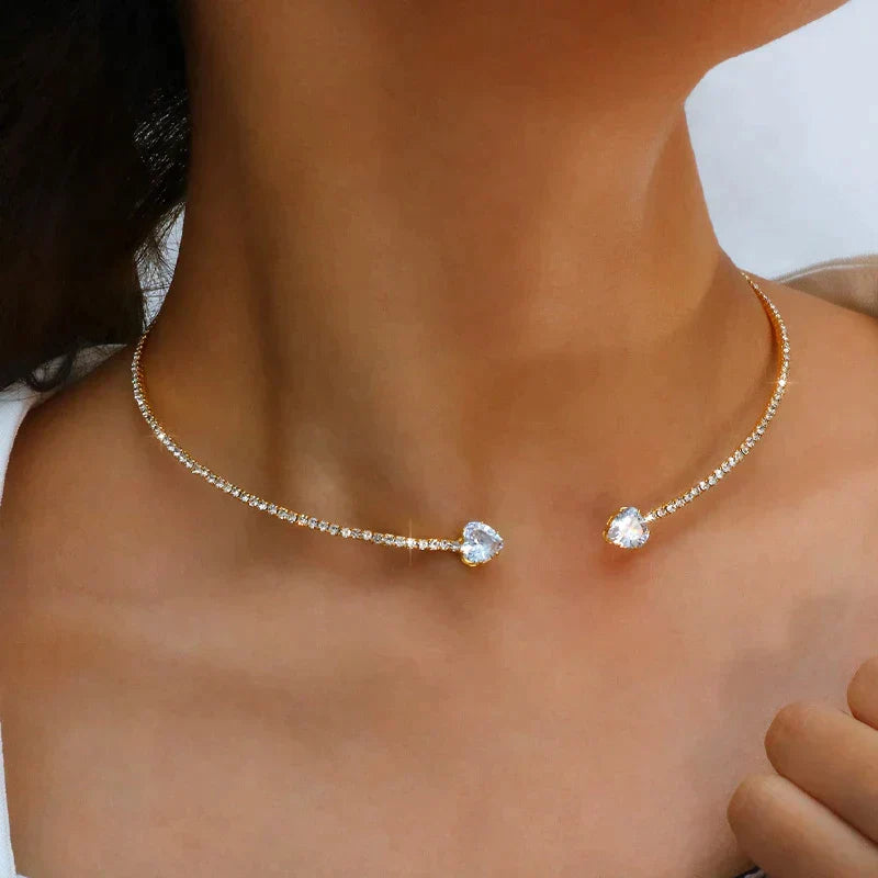 Radiant Crystal Choker Necklace - Gold or Silver
