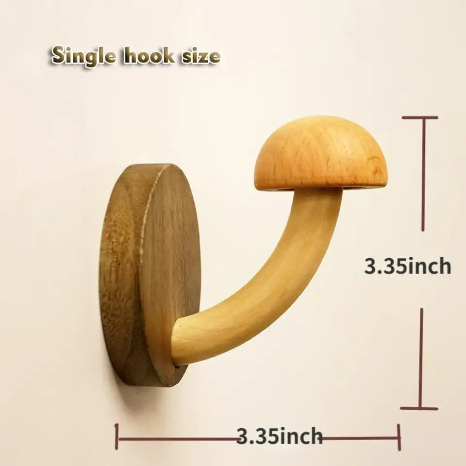 Timber Collection | Wooden Wall Hooks with Whimsical Mushroom Design | Playful Decor for Organizing 2