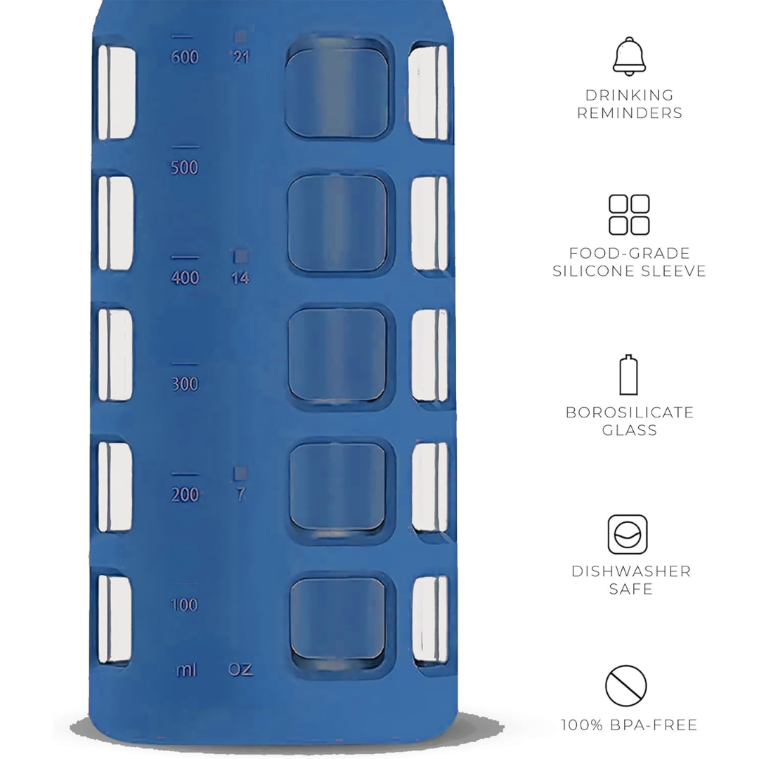 HydraFlow - Glass Water Bottle with Time Marker