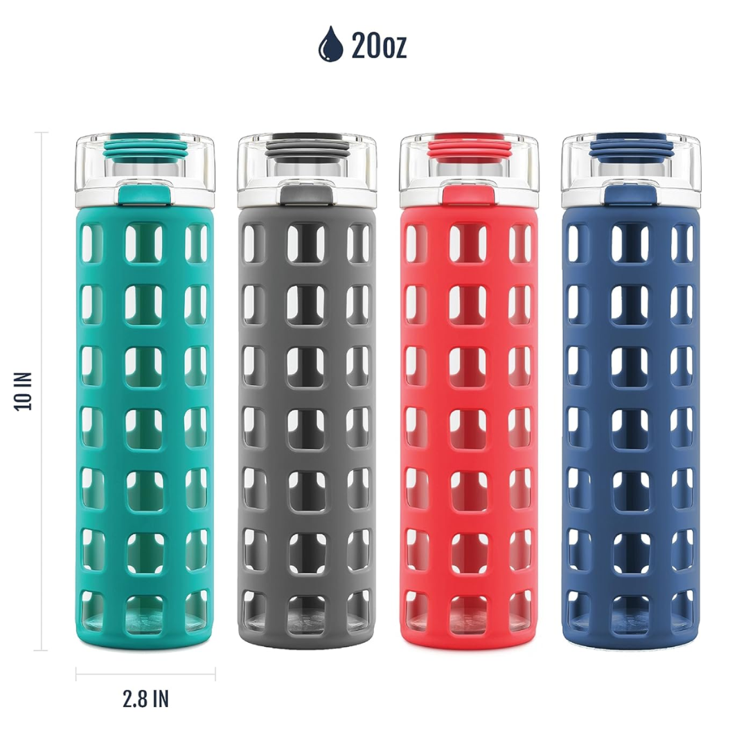 PureSip - Glass Water Bottle with Flip Lid