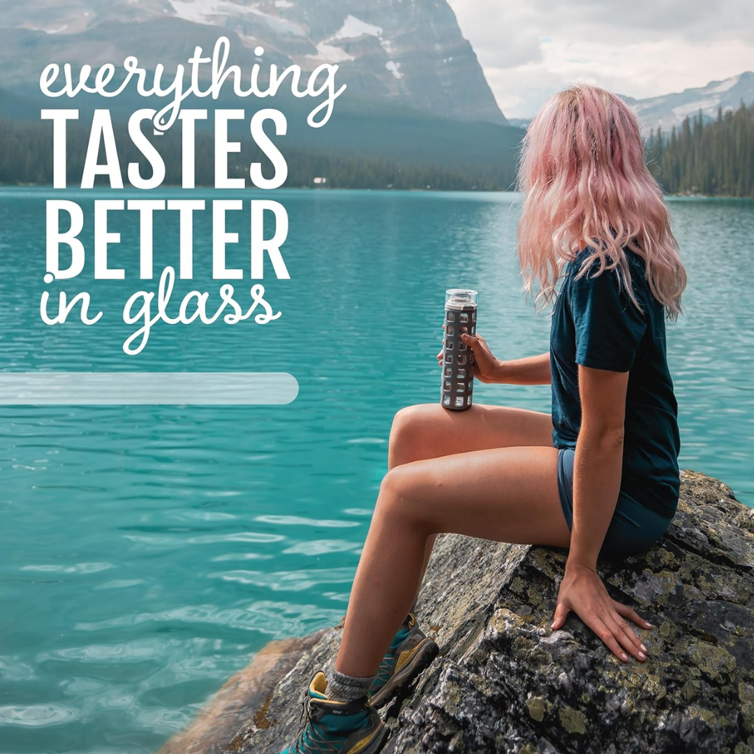 PureSip - Glass Water Bottle with Flip Lid