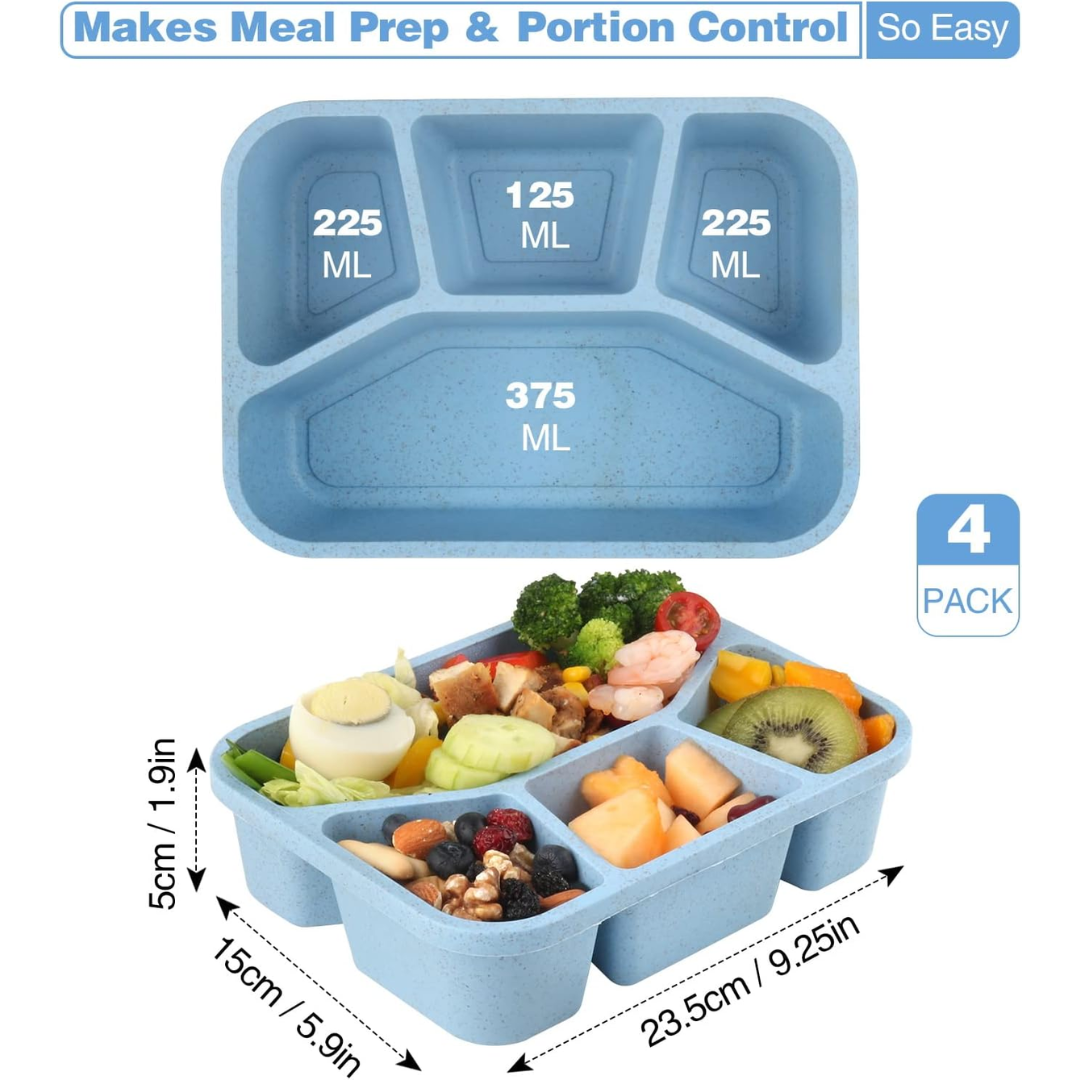 BentoBox Snack Box Set - 4 Reusable Meal Prep Containers with Compartments