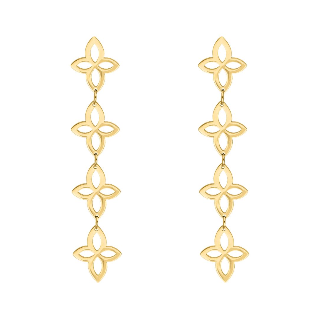 FloralGleam Earrings - Vintage Floral Chain Drop Earrings
