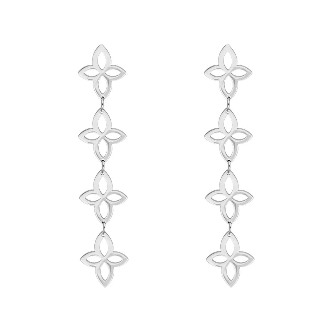 FloralGleam Earrings - Vintage Floral Chain Drop Earrings