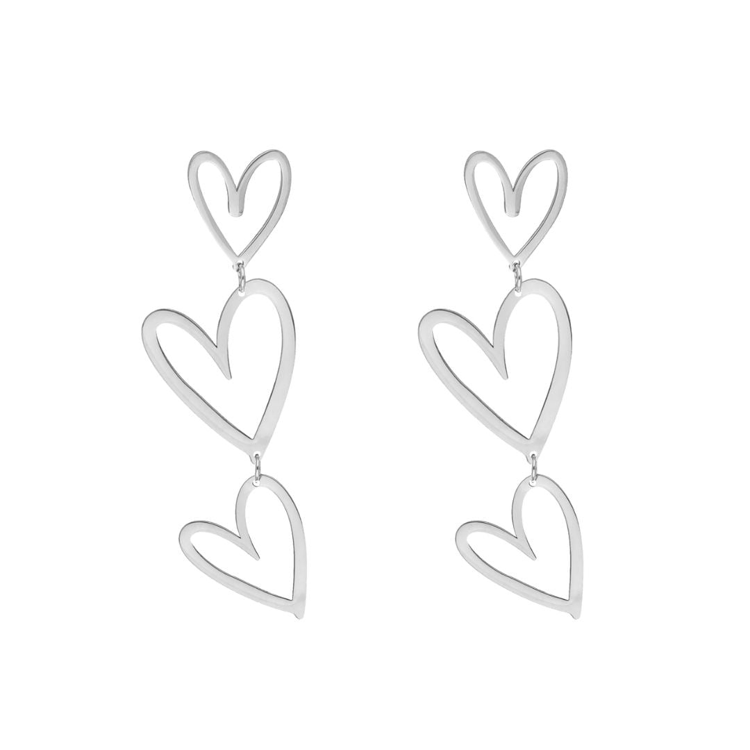 TripleHeart Earrings - Triple Open Hearts
