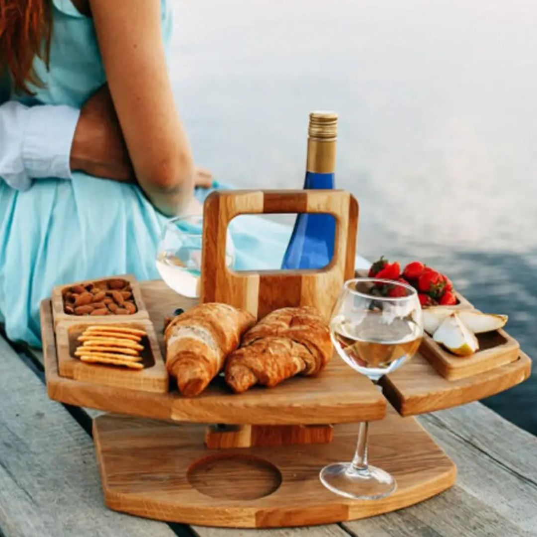 WineFold Table - Elegant Folding Wooden Wine Serving Table
