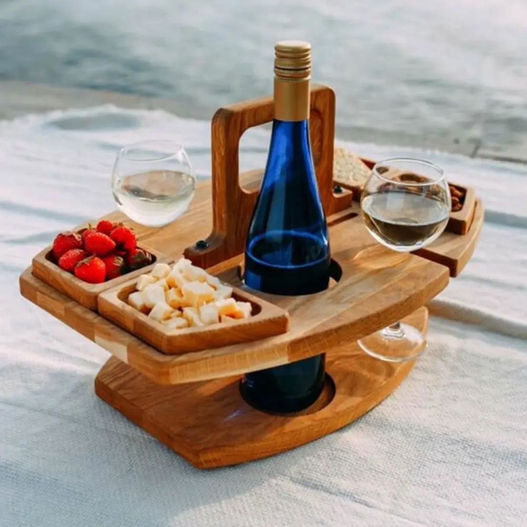 WineFold - Elegant Wooden Folding Wine Table