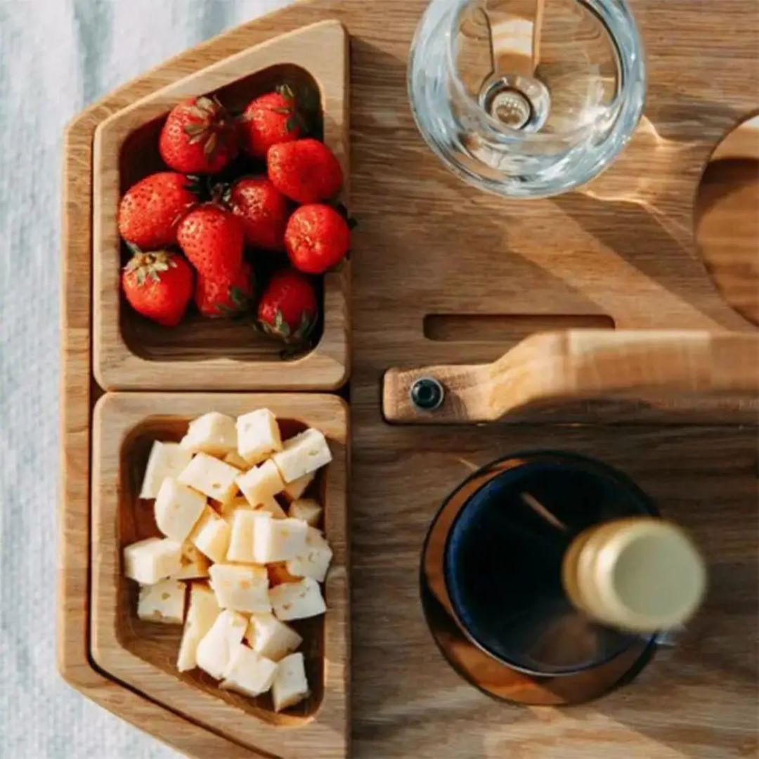 WineFold Table - Elegant Folding Wooden Wine Serving Table