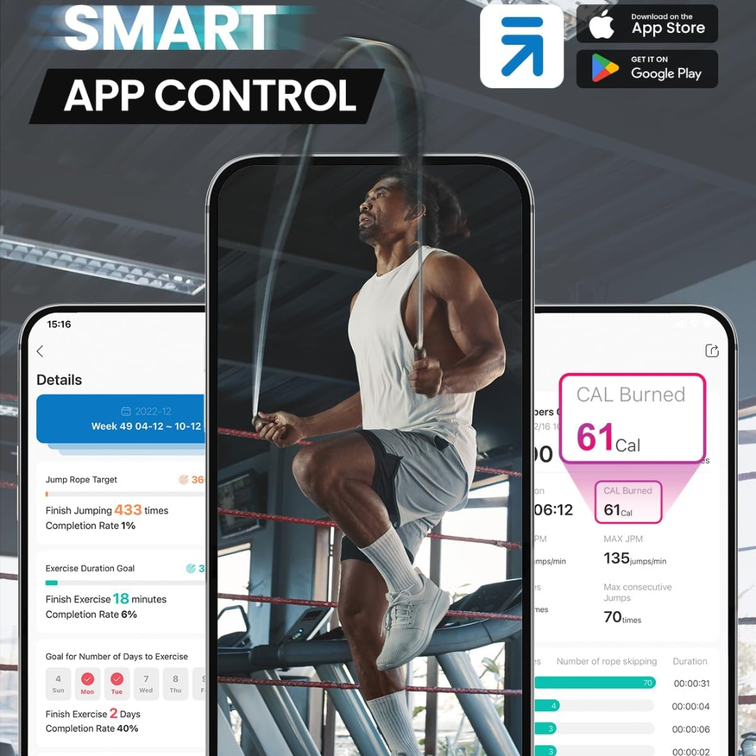 JumpFit - Smart App Jump Rope, Tangle-Free