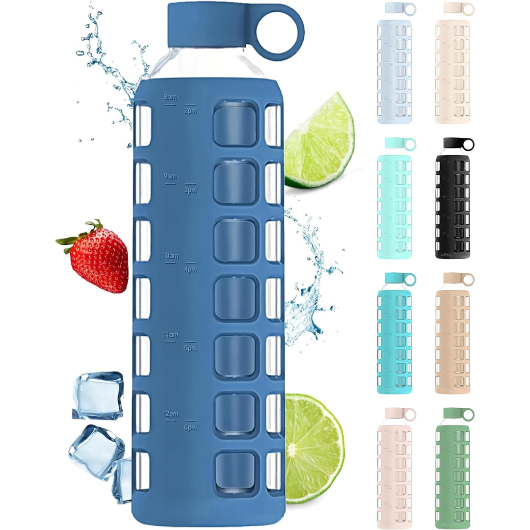 HydraFlow - Glass Water Bottle with Time Marker