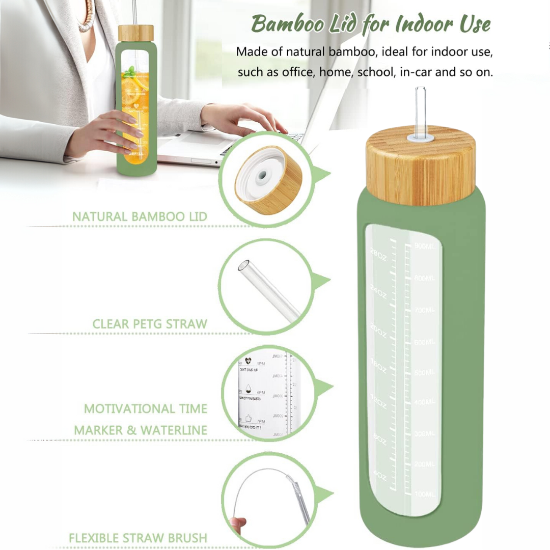 HydraVibe - Motivational Water Bottle with Straw