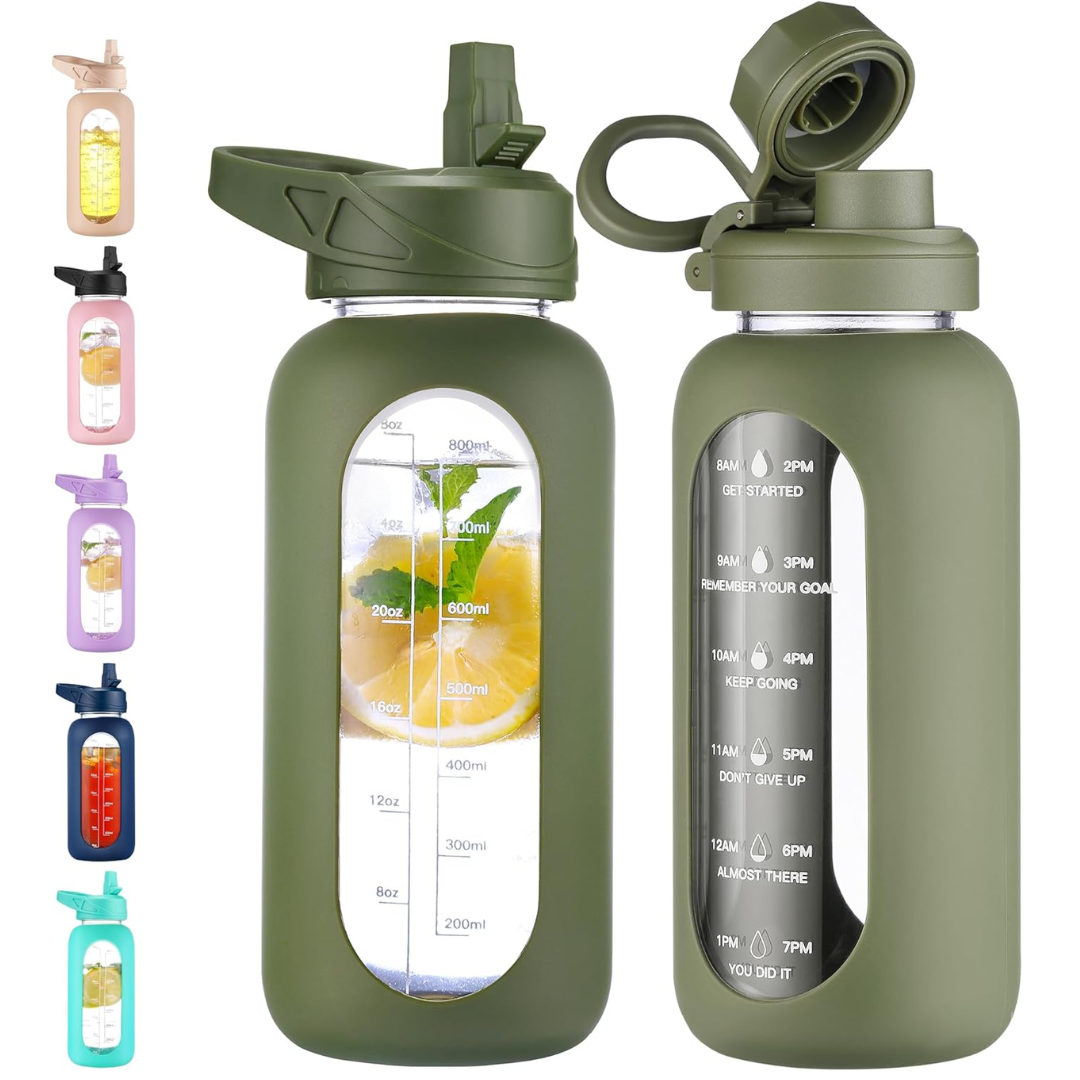 HydroGlow - Motivational Glass Water Bottle 900ml